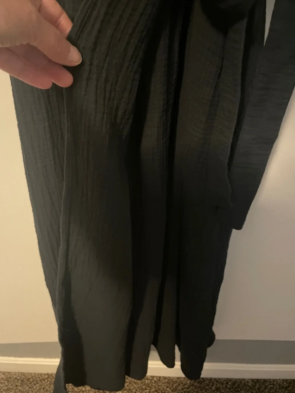 Marine Layer Black Gauge Cotton Wrap Dress Size Medium - Picture 6 of 7